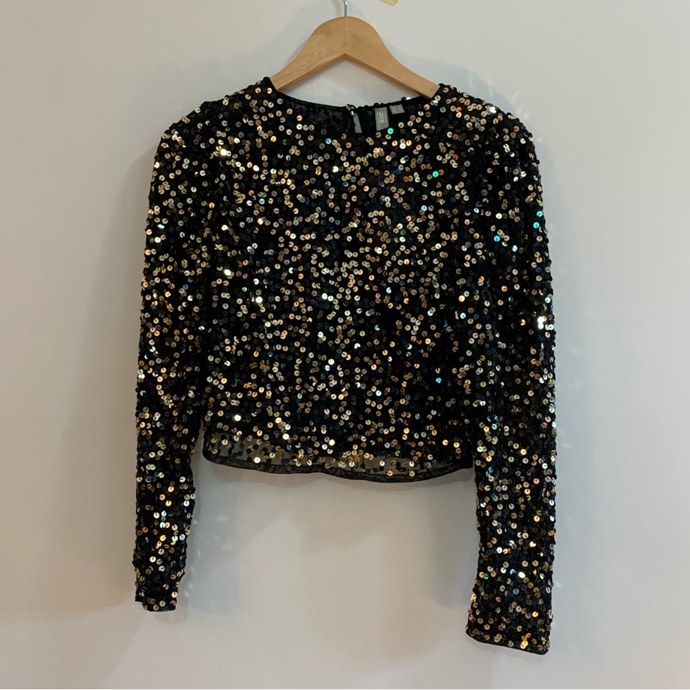 ASOS Long Sleeve Top with Sequin Embellishments